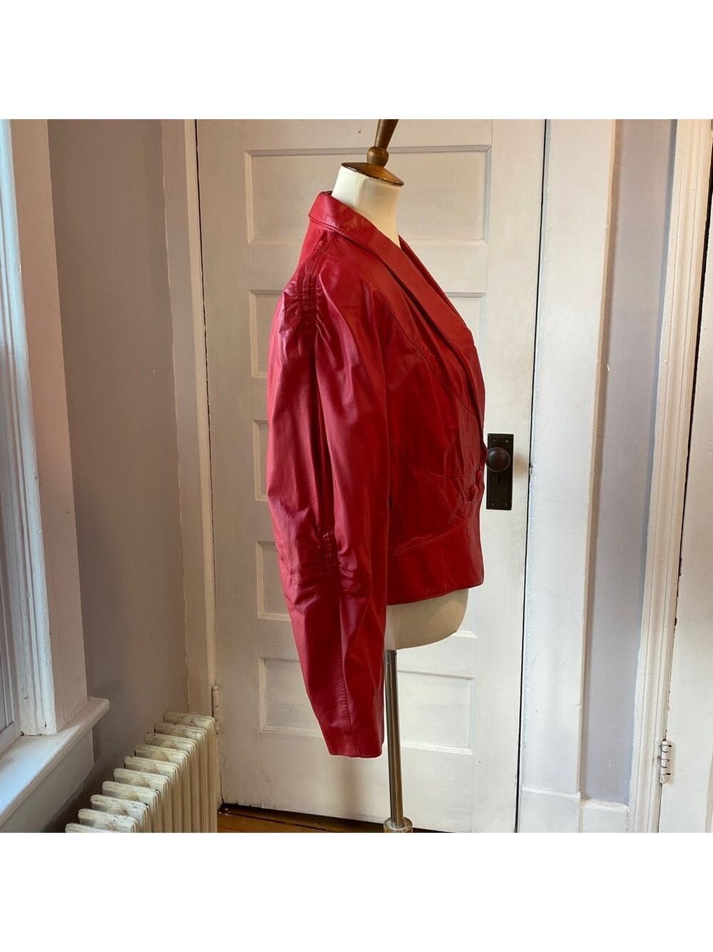 Vintage The Leather Ranch Red Genuine Leather Jacket, Size 3 - Picture 4 of 17